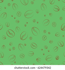 Coffee beans isolated in the background. Seamless pattern. Vector illustration.