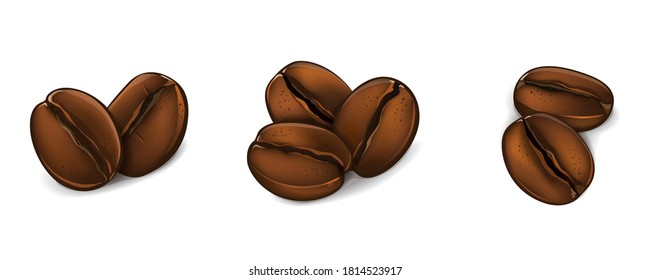 Coffee beans isolated on white background. Vector Illustration