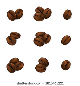 Coffee beans isolated on white background. Vector Illustration