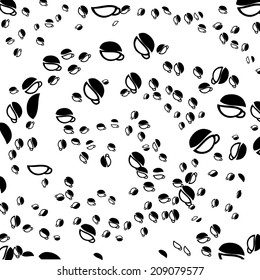 Coffee beans isolated on white background,vector illustration.
