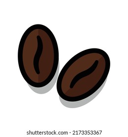 Granos de café aislados en imagen vectorial de fondo blanco.