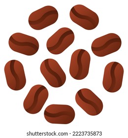 Coffee beans isolated on white background, illustration, icon, element