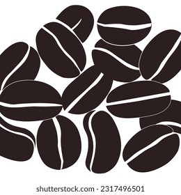 Coffee Beans Isolated on White Background. Vector Illustration Flat Design