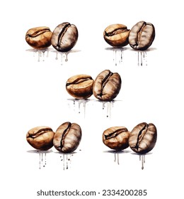 granos de café aislados en blanco