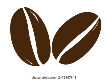 Granos de café aislados sobre fondo blanco. Ilustración vectorial