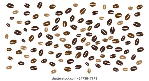 Granos de café aislados sobre fondo blanco. Ilustración vectorial