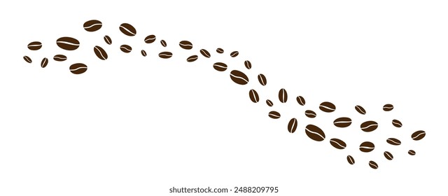 Coffee beans isolated on white background. Wave of Coffee bean background. Vector illustration