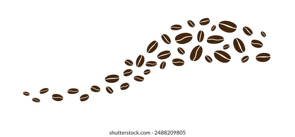 Coffee beans isolated on white background. Wave of Coffee bean background. Vector illustration