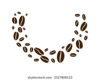 Coffee beans isolated on white background. Wave of Coffee bean background. Vector illustration