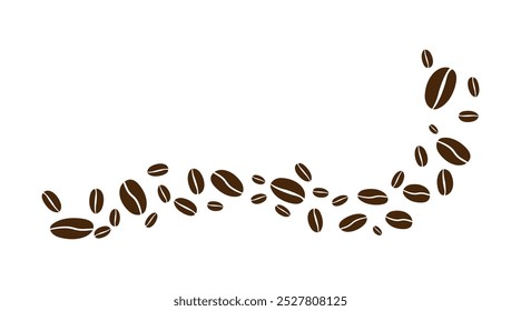 Grãos de café isolados sobre fundo branco. Fundo da onda do feijão de café. Ilustração vetorial