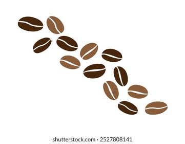 Coffee beans isolated on white background. Wave of Coffee bean background. Vector illustration