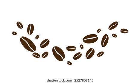 Granos de café aislados sobre fondo blanco. Ola de fondo de grano de café. Ilustración vectorial