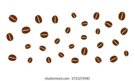 Kaffeebohnen einzeln auf weißem Hintergrund. Vektorgrafik von Kaffeekörnern. Einfaches Kaffee-Icon-Set für Café, Verpackung und Design.