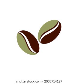 Coffee Beans Isolated White Background. Icon, logo. Coffee beans. Vector illustration.