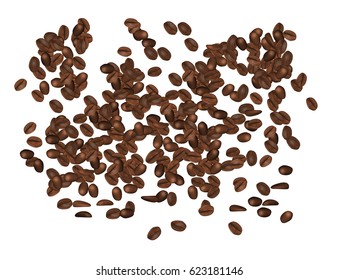 Coffee Beans Isolated in White Background. Vector Illustration. Eps10.