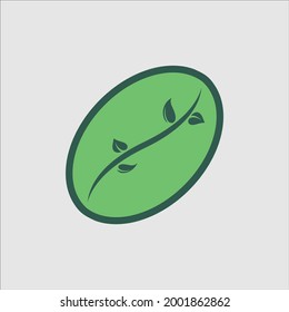 coffee beans as with a leaf stalk in it as a symbol of the seeds of strength that will be produced