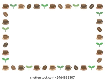 Coffee and beans and leaves frame vector illustration. An image of organic coffee. The blank space in the middle is text space.