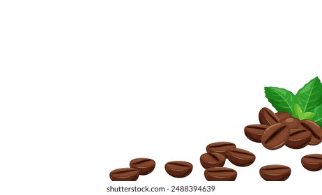 Coffee beans and leaves frame_16:9