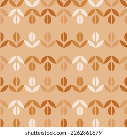 Coffee beans and leaves luxury pattern design. Flat branding pattern for cafe. Premium coffee and leaves vector background.