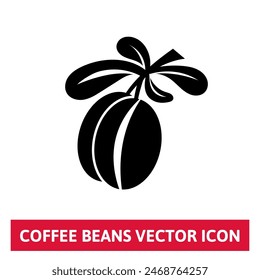 Coffee Beans with leaves. Coffee  Vector Icon.