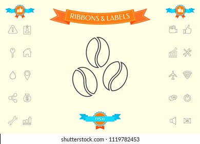 Coffee beans line icon