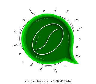 Coffee beans line icon. Chat bubble with shadow. Tasty seed sign. Vegan drink symbol. Thin line coffee beans icon. Vector