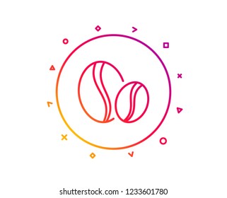Coffee beans line icon. Hot drink sign. Whole bean beverage symbol. Gradient pattern line button. Coffee beans icon design. Geometric shapes. Vector