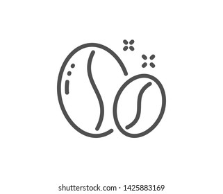 Coffee beans line icon. Hot cappuccino seed sign. Roasted seeds symbol. Quality design element. Linear style coffee beans icon. Editable stroke. Vector