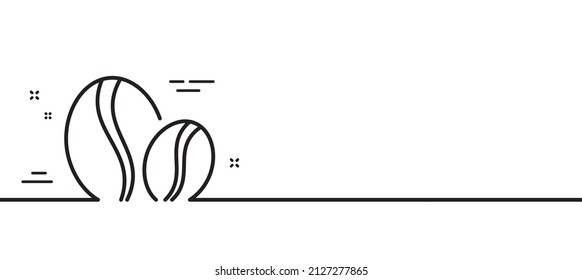 Kaffeebohnen Linie Symbol. Schild für heißes Getränk. Symbol für das gesamte Getränk der Bohne. Minimaler Hintergrund der Illustration. Kaffeebohnen Linie Symbol Muster-Banner. White Web Template Konzept. Vektorgrafik
