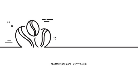 Coffee beans line icon. Hot drink sign. Whole bean beverage symbol. Minimal line illustration background. Coffee-berry beans line icon pattern banner. White web template concept. Vector