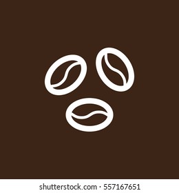 Coffee beans line icon, outline vector sign, linear white pictogram isolated on brown. Symbol, logo illustration