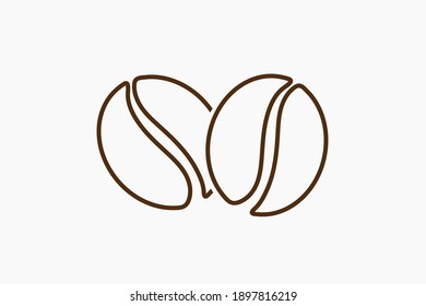 Coffee beans line icon. Vector illustration.