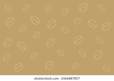 Coffee beans line pattern isolated brown background.
