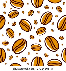 Granos de café con línea de diseño de patrón sin fisuras Vector