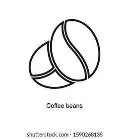 Coffee beans linear icon vector on white background. Food black icon illustration