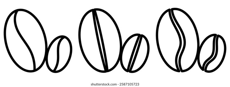  coffee beans liner icons.  Coffee shop logo. Roasted coffee symbol. coffee beans icon with trendy flat design eps 888.