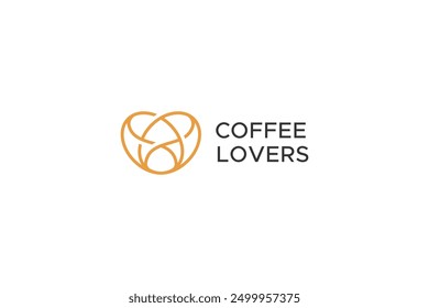 Coffee Beans Logo Abstract Heart Shape Love Business Cafe Sign Symbol