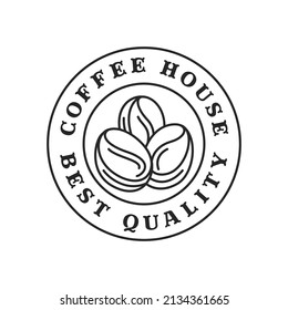 coffee beans logo badge in line art style