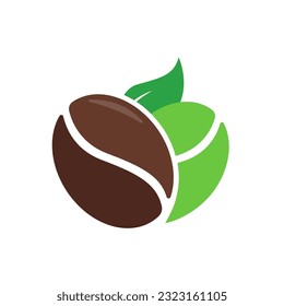 Coffee Beans Logo, green and brown coffee. Used for cards, posters, banners, web design and t-shirt printing. Coffee house. Easy to edit. Vector illustration