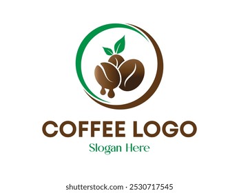 Coffee beans logo, Coffee beans logo icon vector illustration, Coffee shop logo, Flat and Creative coffee shop logo design