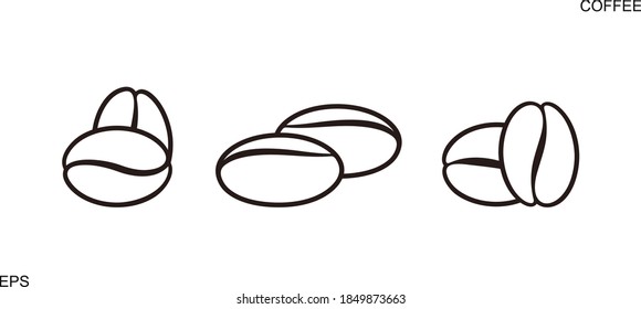 Logo für Kaffeebohnen. Einzelne Kaffeebohnen auf weißem Hintergrund