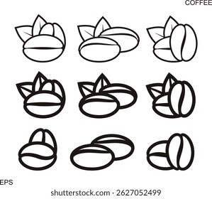 Coffee beans logo. Isolated coffe beans on white background