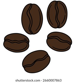 Logo für Kaffeebohnen. Isolierte Kaffeebohnen auf weißem Hintergrund, Stockgrafik