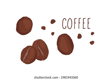 Kaffeebohnen. Logo. RahmenVektorgrafik auf weißem Hintergrund.