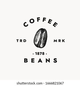 Coffee beans logo template for your creative projects and cafe branding. Isolated graphic design template, vintage minimalist style with coffee plant illustration