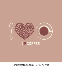 coffee beans love concept background