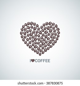 coffee beans love concept vector background