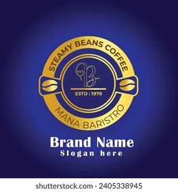 Café frijoles de lujo logotipo de la letra B, logotipo de la carta , B, logotipo de lujo , logotipo de los frijoles.