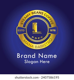 Coffee beans luxury L letter  logo, business logo, luxury logo, letter, 