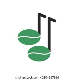 Coffee beans and music logo. vector illustration